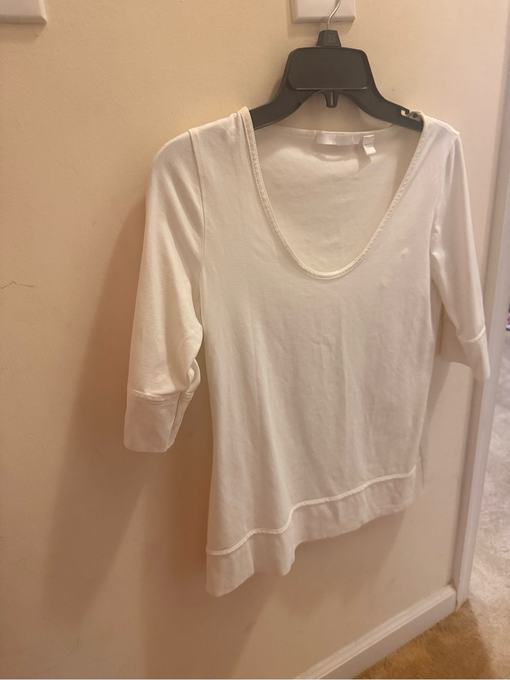 Hugo Boss White Scoop Neck Long Sleeve Top